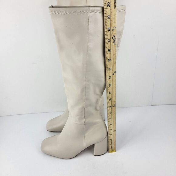 Steve Madden Lizah Boot Off White Faux Leather Knee High Block 10M - Picture 3 of 16